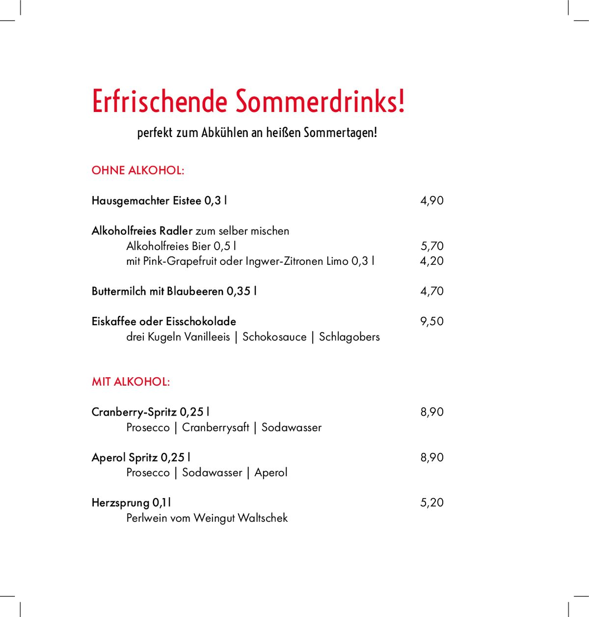 Seite 2 der Speisekarte