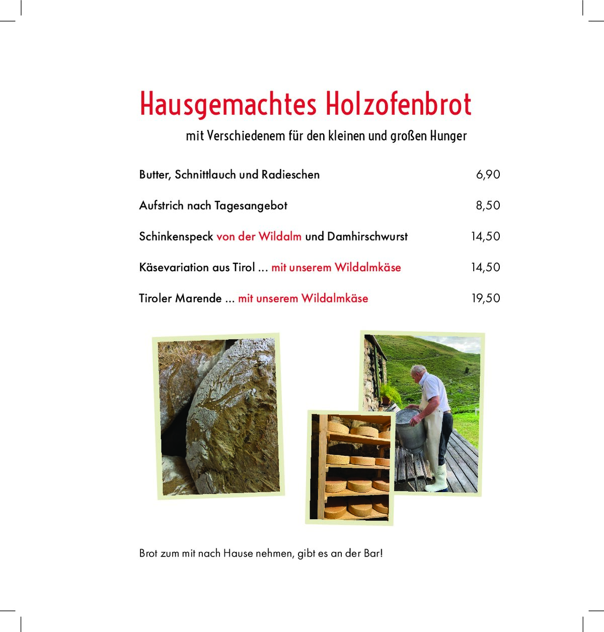 Seite 3 der Speisekarte