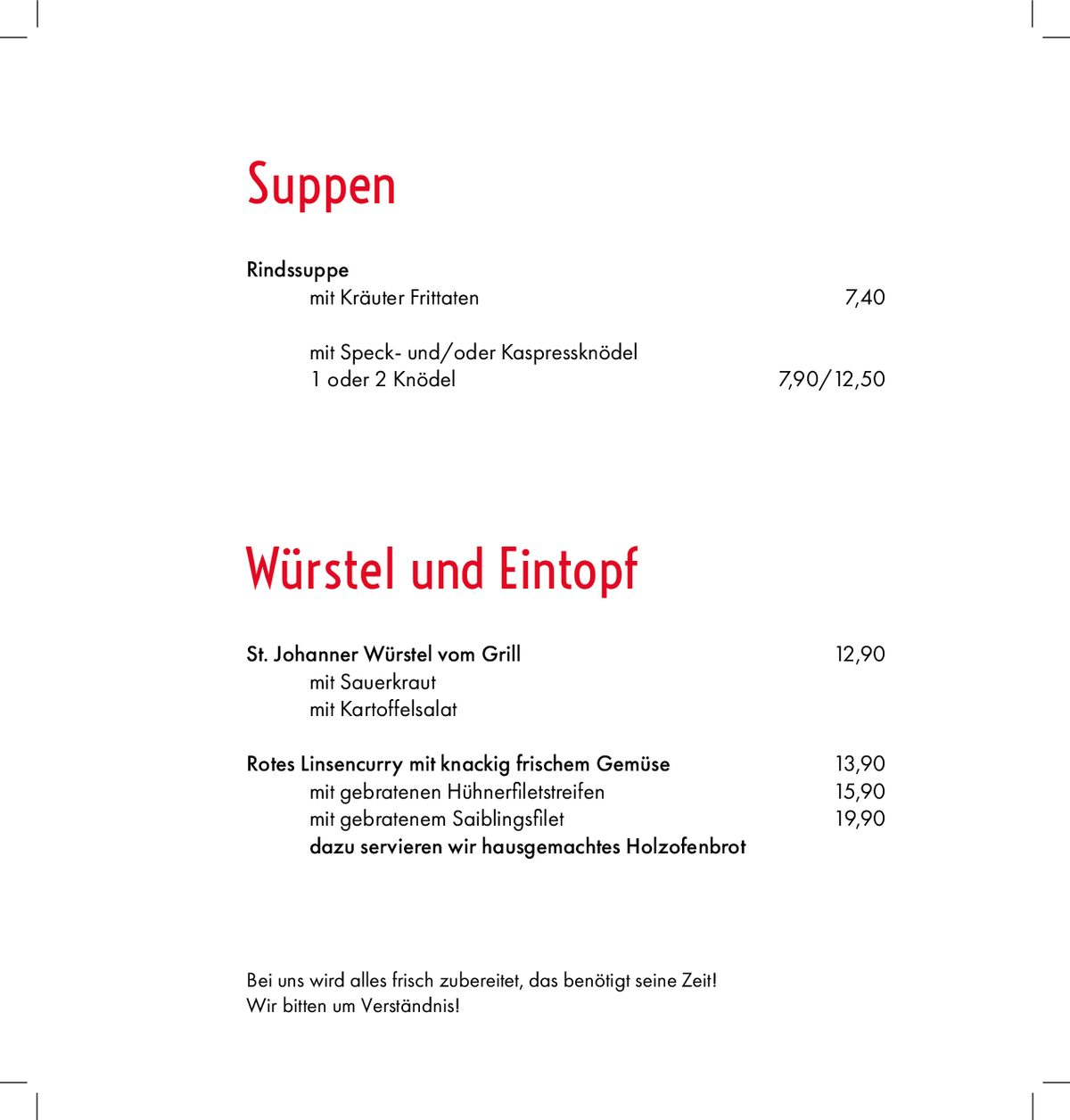 Seite 5 der Speisekarte