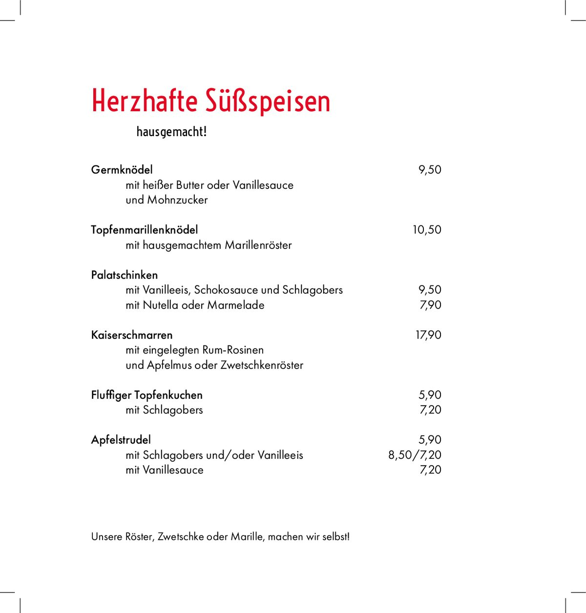Seite 8 der Speisekarte