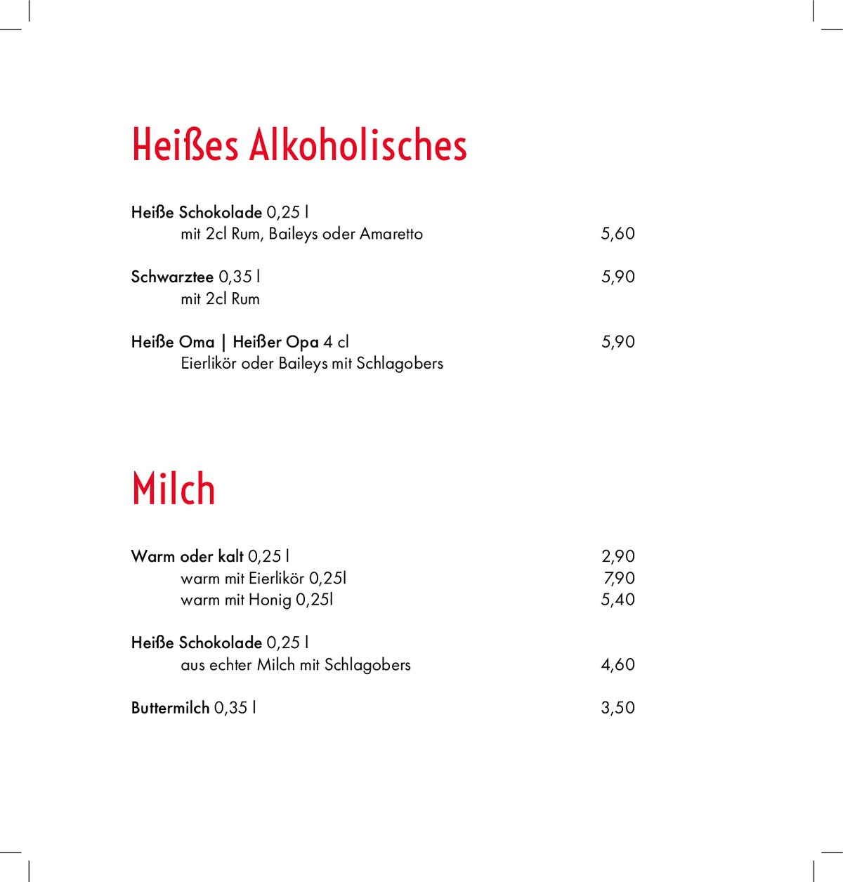 Seite 10 der Speisekarte
