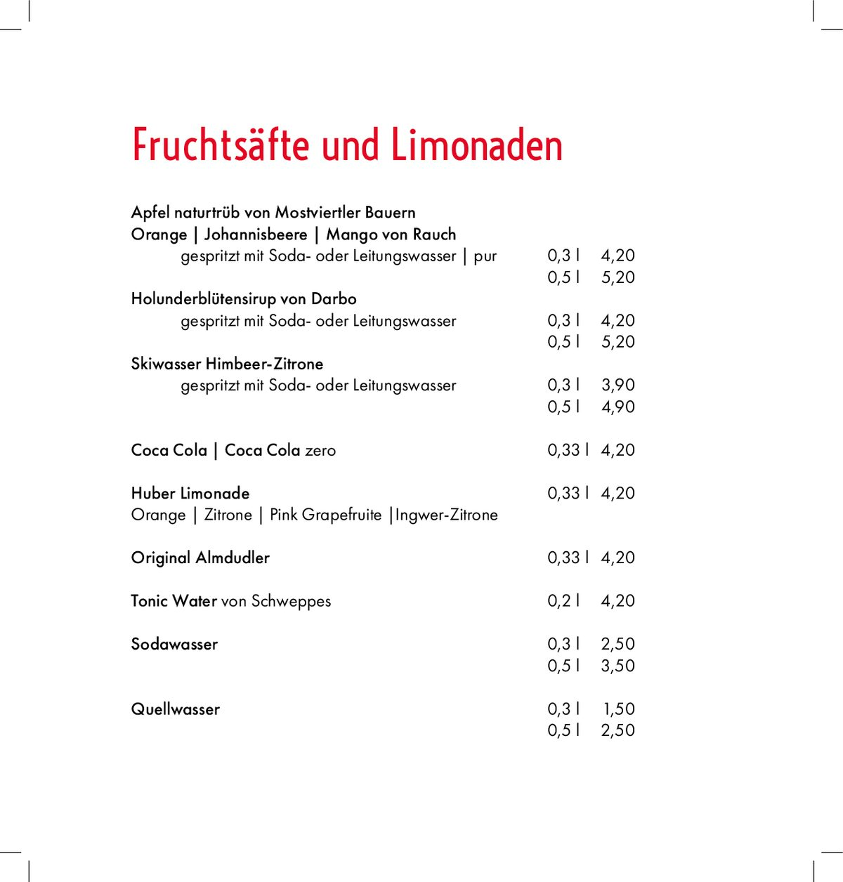 Seite 12 der Speisekarte
