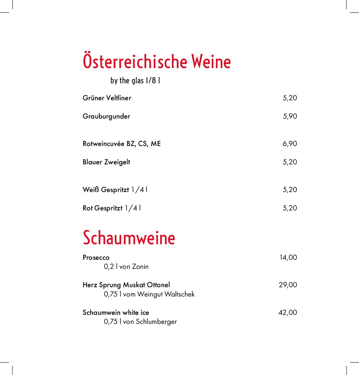 Seite 17 der Speisekarte